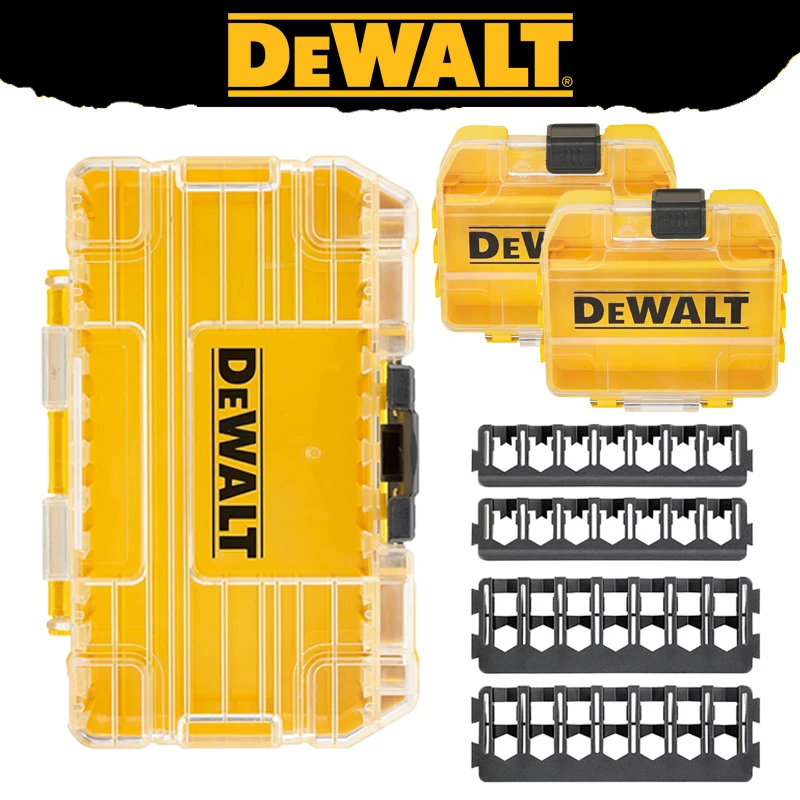 DEWALT TSTAK DT70801+노란색 작은 상자 터프 케이스 보관 나사 비트 홀더 쌓을 수 있는 잠금 가능 드릴 비트 도구 보관 상자