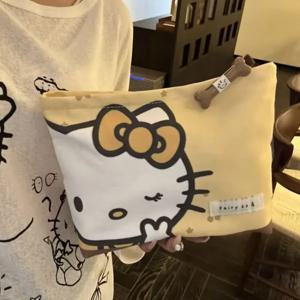2025 귀여운 Sanrio 헬로 키티 소녀 화장품 가방 Kawaii 대용량 휴대용 여행 지퍼 보관 이어폰 가방 동전 지갑