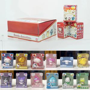 Sanrio 캐릭터 헬로 키티 Pochacco Pom Purin Kuromi Cinnamon Roll 미니 사이즈 블라인드 박스 모델 선물 피규어 수집 장식품