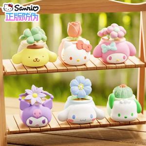 Sanrio 화분 시리즈 블라인드 박스 귀여운 소녀 만화 장식 카와이 헬로 키티 멜로디 쿠로미 사무실 장식 깜짝 선물