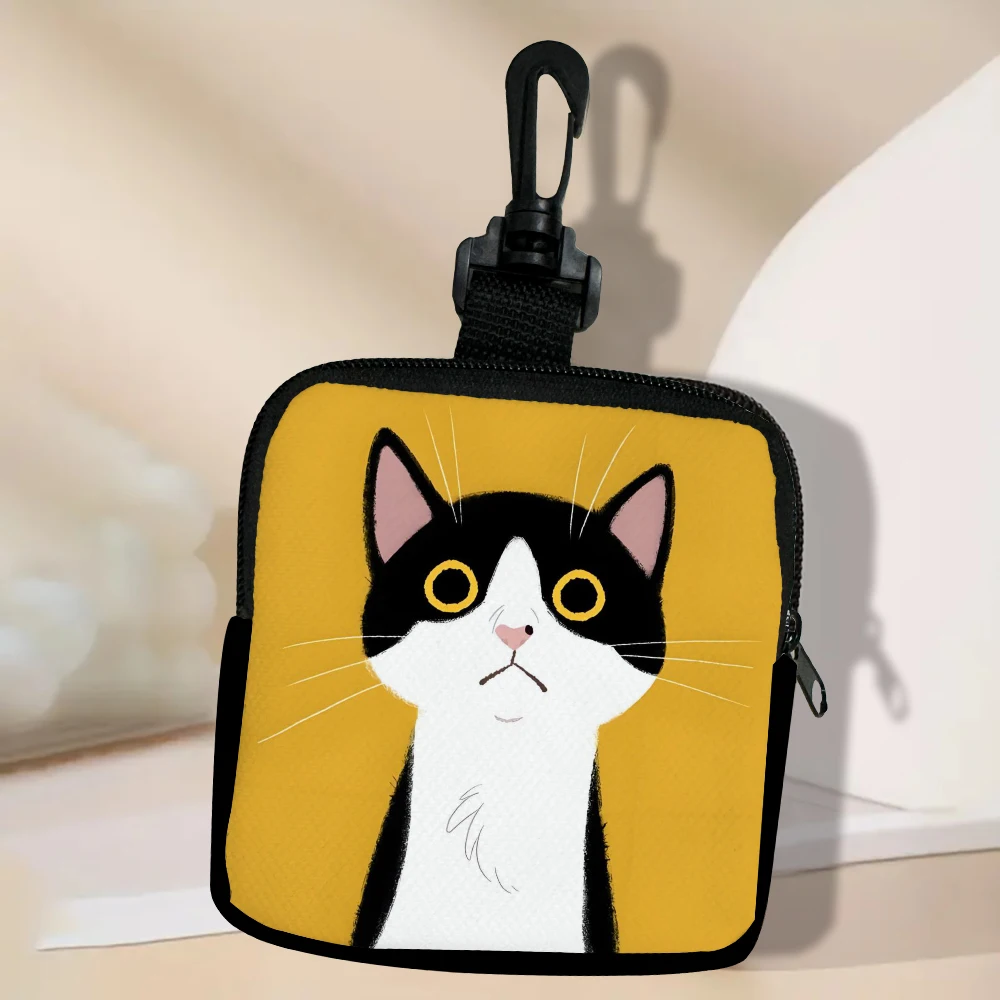 만화 고양이 패턴 인쇄 대용량 동전 지갑, 디지털 인쇄 동전 지갑 보관 가방 여성을위한 다기능 지갑