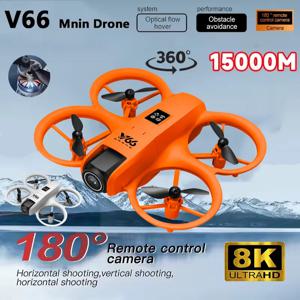 새로운 V66 미니 RC 공중 FPV 드론 8K 광각 HD 전기 제어 180 °   카메라 접이식 장애물 회피 헬리콥터 장난감