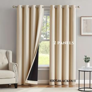 2패널 현대식 100% 정전 솔리드 커튼, 거실용 개인 정보 보호 커튼, 침실, 주방, 자외선 방지 커튼