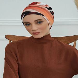 꽃 무슬림 Hijab 이슬람 인스턴트 터번 여자 줄무늬 패턴, 꽃 모양의 장식