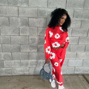 데님 눈물 새로운 뜨거운 판매 패션 코튼 후드 티셔츠, 유럽과 미국의 힙합 인쇄 패션 여성 스포츠 세트