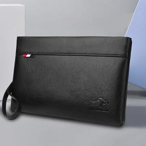 남자 휴대용 가방 비즈니스 대용량 레트로 부드러운 얼굴 가죽 클립 캐주얼 패션 휴대용 가방 지퍼 가방 지갑