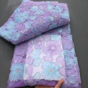 럭셔리 Tulle 아프리카 프랑스어 장식 조각 레이스 원단 5 야드 2025 나이지리아 레이스 원단 여성을위한 고품질 웨딩 드레스 A4340 바느질