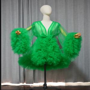 사진 촬영을위한 긴 소매 출산 가운/얇은 명주 그물 출산 가운/출산 드레스/베이비 샤워 드레스/사진 드레스 맞춤