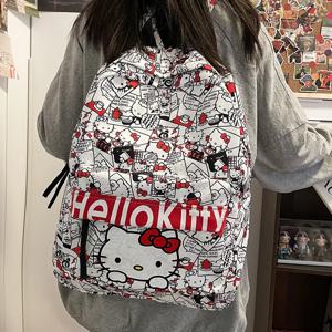 귀여운 헬로 키티 중학생 및 고등학생 책가방 인쇄 다용도 배낭 대용량 배낭