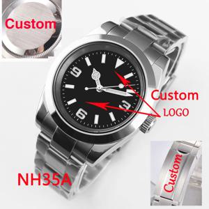 36/39mmcustom 새로운 디자인 핑크 블랙 다이얼 기계식 손목 시계 럭셔리 Corgeut 10BARS 사파이어 NH35 무브먼트 시계 남성용