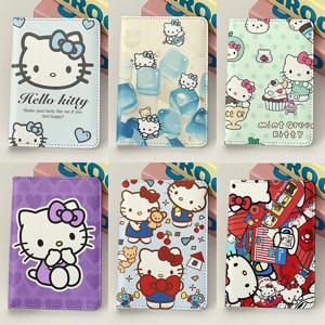 새로운 여행 필수품 여권 커버 헬로 키티 여권 지갑 여행 액세서리 ID 카드 소지자 애니메이션 PU 여권 케이스