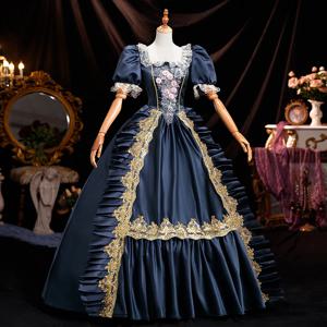 크리스마스 그레이 레트로 유럽 코트 패션쇼 생일 러시아 공연 의상 파티 의상 연례 회의 드레스 여성 연주용 드레스