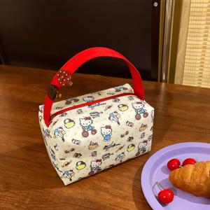 헬로 키티 화장품 가방 대용량 여행 메이크업 주최자 휴대용 세면 용품 케이스 립스틱 보관 주머니 귀여운 만화 인쇄