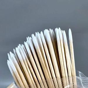 100pcs 면봉, 정밀 마이크로 스크래핑 면봉, 눈썹 문신 뷰티 Makup 네일 클리너 나무 손잡이 뾰족한 팁