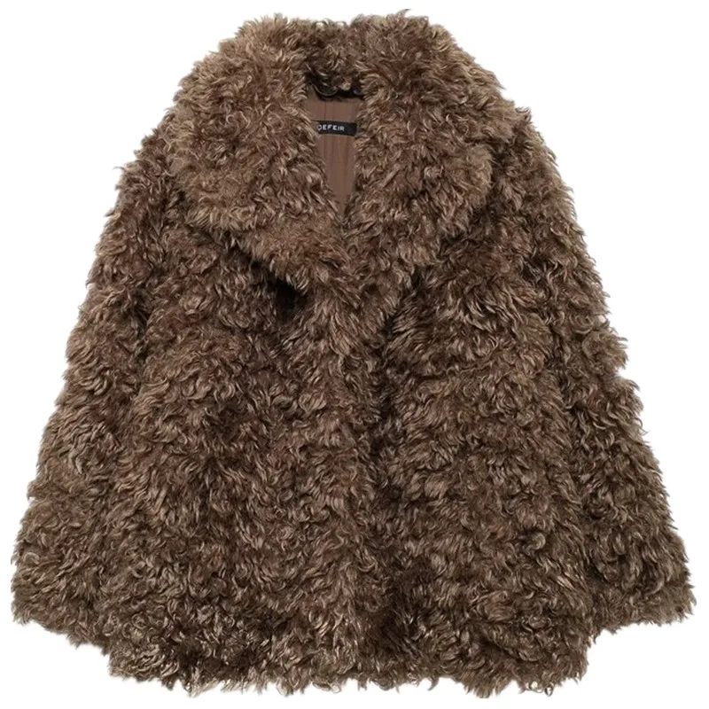 2024년 겨울 여성용 다용도 인조 퍼 효과 코트 두꺼운 루즈핏 레귤러 길이 아우터웨어 패셔너블