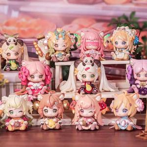 핫 오리지널 모니 귀여운 고양이 새끼 고양이 오피스 블라인드 박스 테이블 디스플레이 여자아이 생일 선물 귀여운 카와이 깜짝 장난감