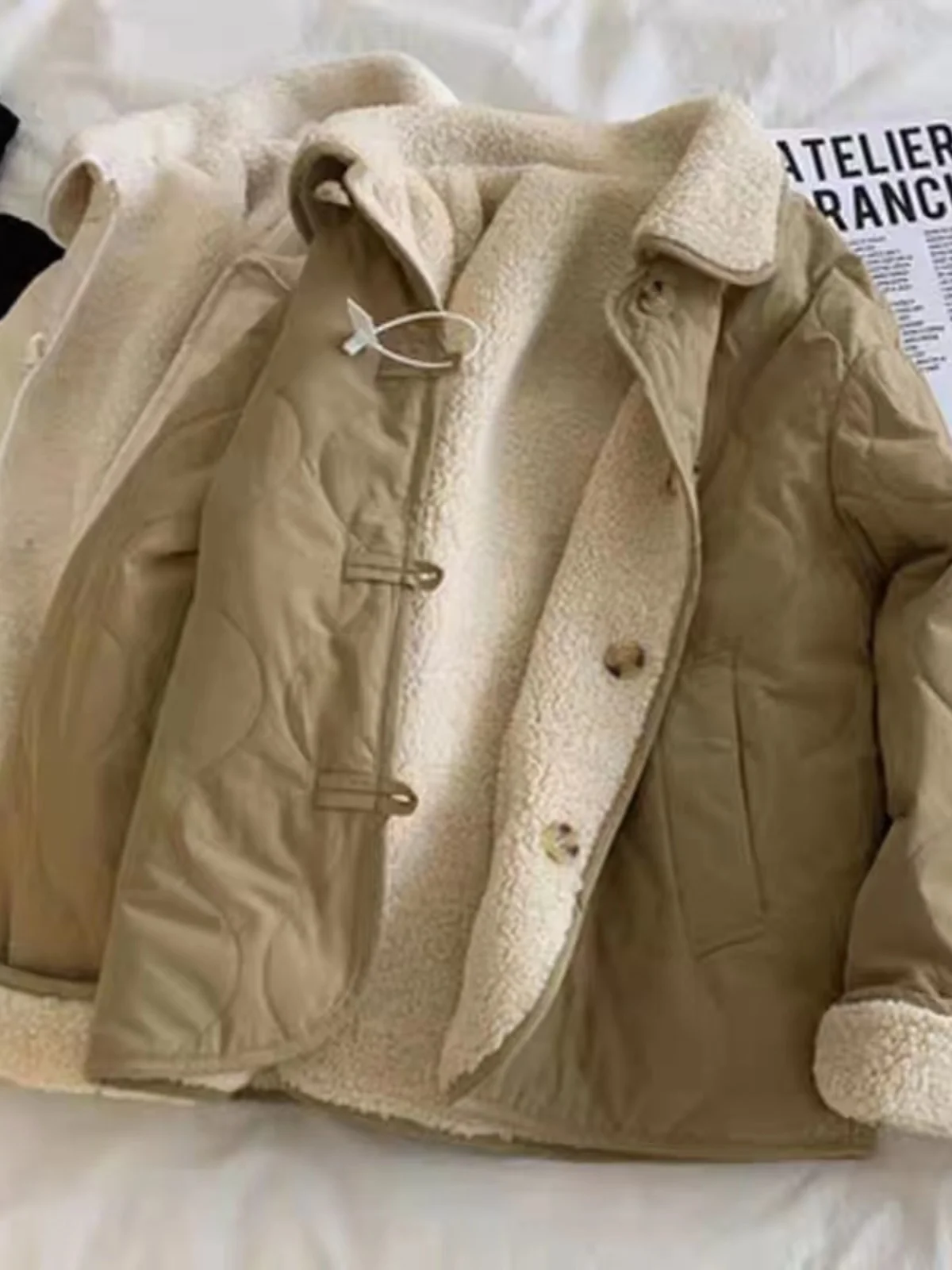 패셔너블한 양면 착용 양털 코튼 재킷 여성 겨울 대형 사이즈 캐주얼 두꺼운 따뜻한 코튼 코트 아우터웨어