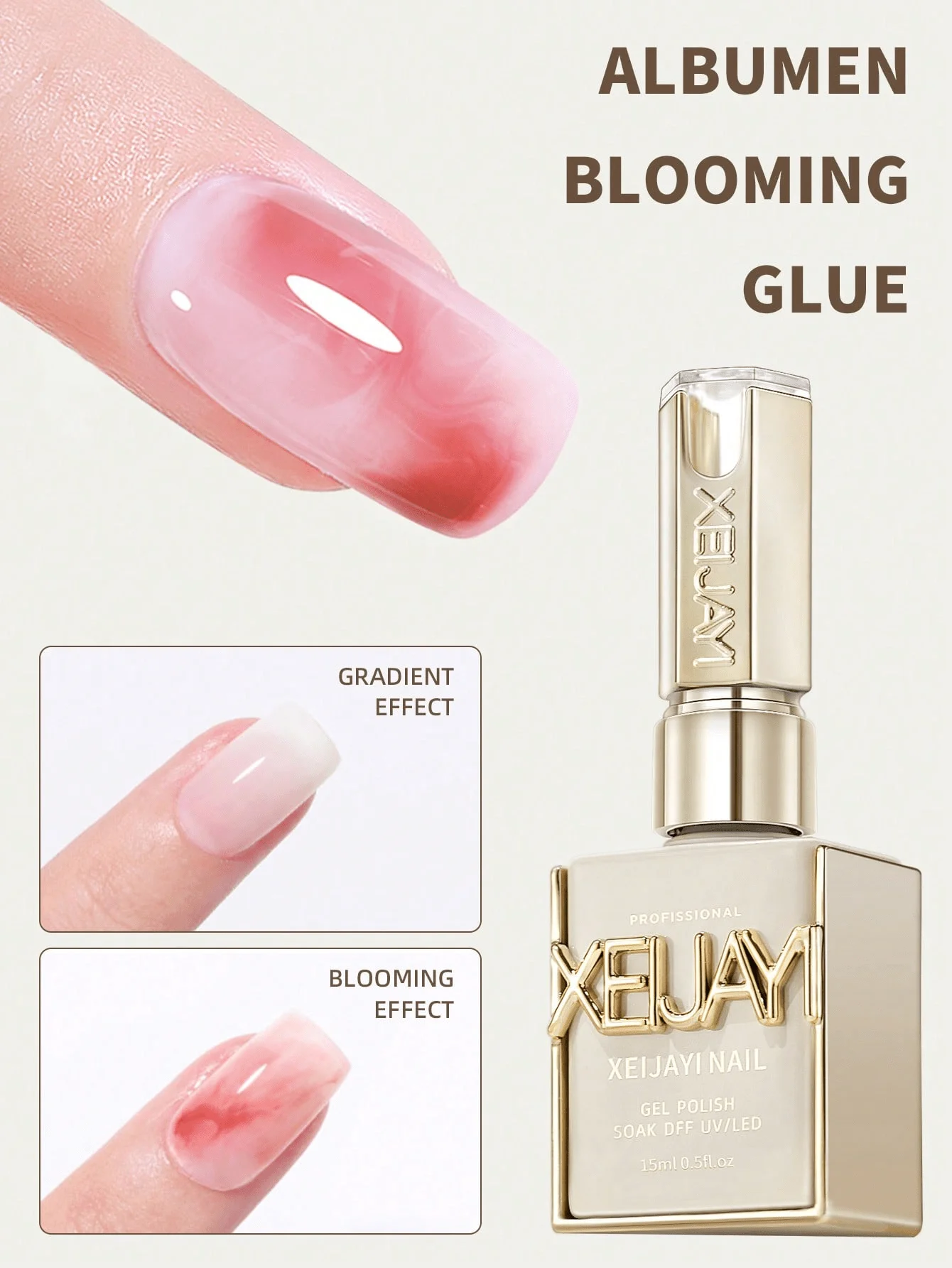 15ml 알부민 블루밍 글루 네일 아트 투명한 꽃 젤 그라디언트 꽃 효과 매니큐어 담근 얼룩진 NailGlueUVGel