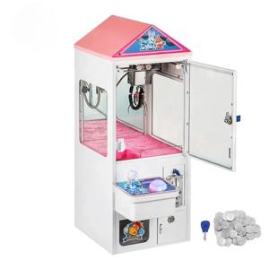 미니 핑크 동전 투입식 봉제 인형 크레인 아케이드 게임 금속 집게 기계 지폐 투입구 사탕 장난감 캐쳐 놀이기구 핑크