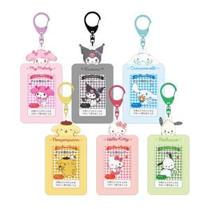 Sanrio Kawaii 만화 헬로 키티 키 체인 마이 멜로디 사진 카드 Kuromi Cinnamoroll 카드 홀더 학생 문구 카드 보관