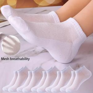 5/10 쌍 여성용 여름 메쉬 발목 운동용 양말 블랙&화이트&그레이 얇은 로우 컷 양말 통기성 노쇼 스포츠 남성용 양말