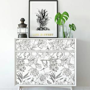 간단한 라인 자체 접착 벽지 현대 꽃 PVC 방수 배경 화면 홈 장식 가구 캐비닛 벽 스티커