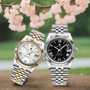 CORGEUT 36mm 39mm 커플 시계 맞춤형 자동 기계식 높은 럭셔리 패션 브라이트 로그 사파이어 날짜 방수 시계