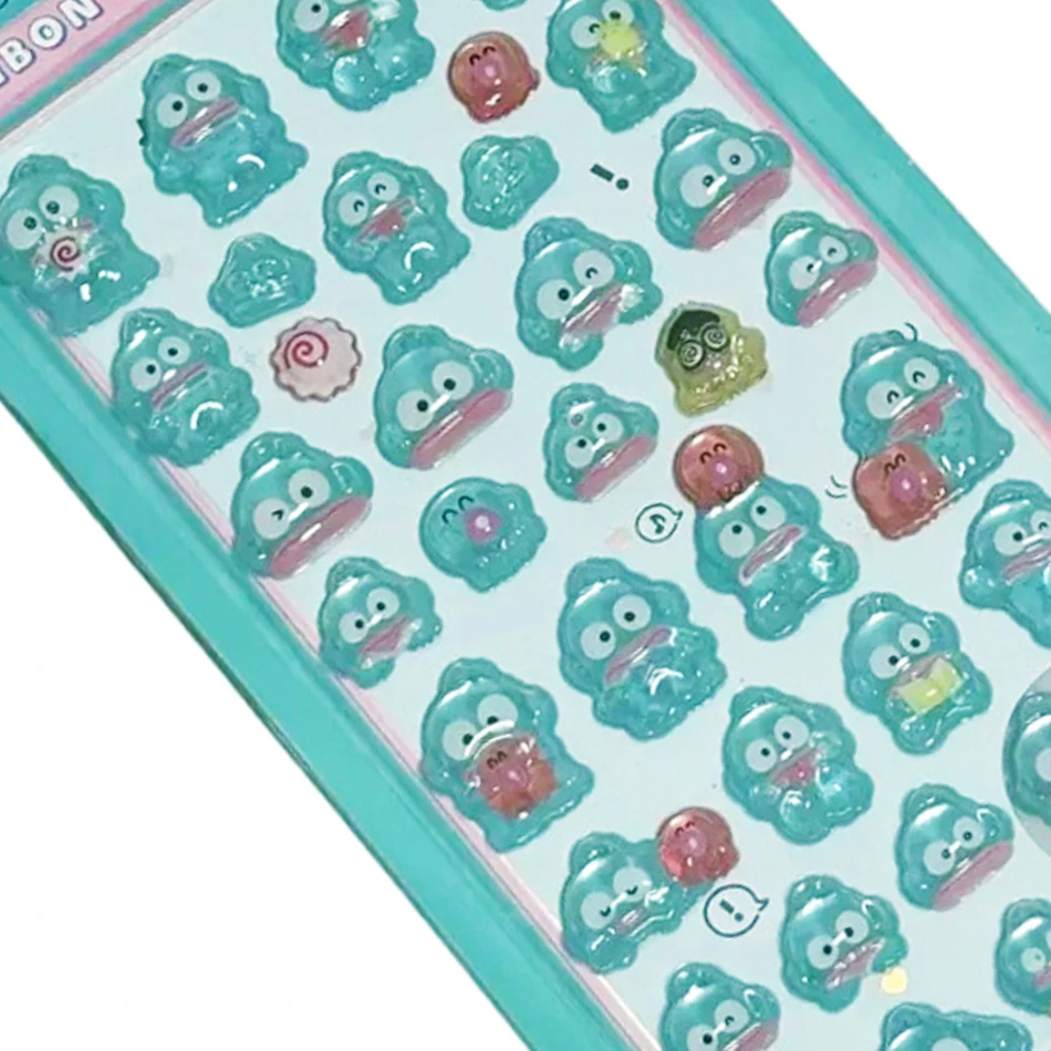 애니메이션 Sanrio Kuromi Hellokitty Hangyodon Cinnamoroll 3D투명 젤리 스티커 크리스탈 장식 스티커 전화 케이스diy Toys