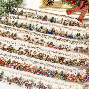 JIANWU 65mm * 200cm 크리스마스 데이 시리즈 빈티지 트리 라이트 풍경 재료 콜라주 PET 테이프 크리 에이 티브 DIY 저널 편지지