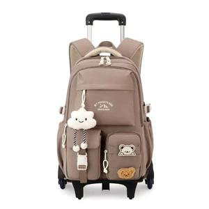 초등학생 여아용 바퀴 달린 책가방 (1~6학년용) 어린이용 바퀴 달린 배낭, 롤링 백
