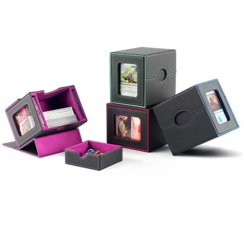 커맨더 덱 박스 UP 가죽 마그네틱 잠금 트레이딩 카드 보관함, 120+ 카드 수납 가능, 유희왕, MTG, TCG 카드 및 스포츠 카드용