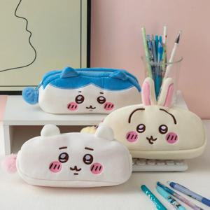 Kawaii Chiikawa 플러시 연필 케이스 귀여운 대용량 학생 용품 보관 가방 지퍼 화장품 가방 보관 가방 용품
