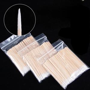 100/300/500Pcs 나무 눈썹 아이 라인 면봉 립글로스 뾰족한 면봉 청소 스틱 속눈썹 연장 애플리케이터