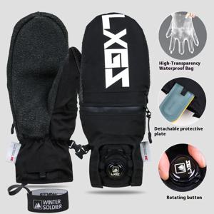 손잡이 버튼 단일 보드 케블라 스키 장갑 내열 매트 남녀 공용 보온 스노우 장갑 (내장 손목 보호대 포함)