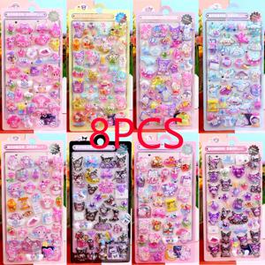 귀여운 만화 발광 산리오 3D 입체 스티커 귀여운 마이 멜로디 쿠로미 시나모롤 데칼 장난감 장식용 노트북 폰 케이스