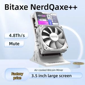 Bitaxe NerdQaxe++ 4.8TH/s BTC 솔로 마이너 개인용 블록체인 암호화폐 마이너 3.5인치 대형 화면 및 무음 팬 설정