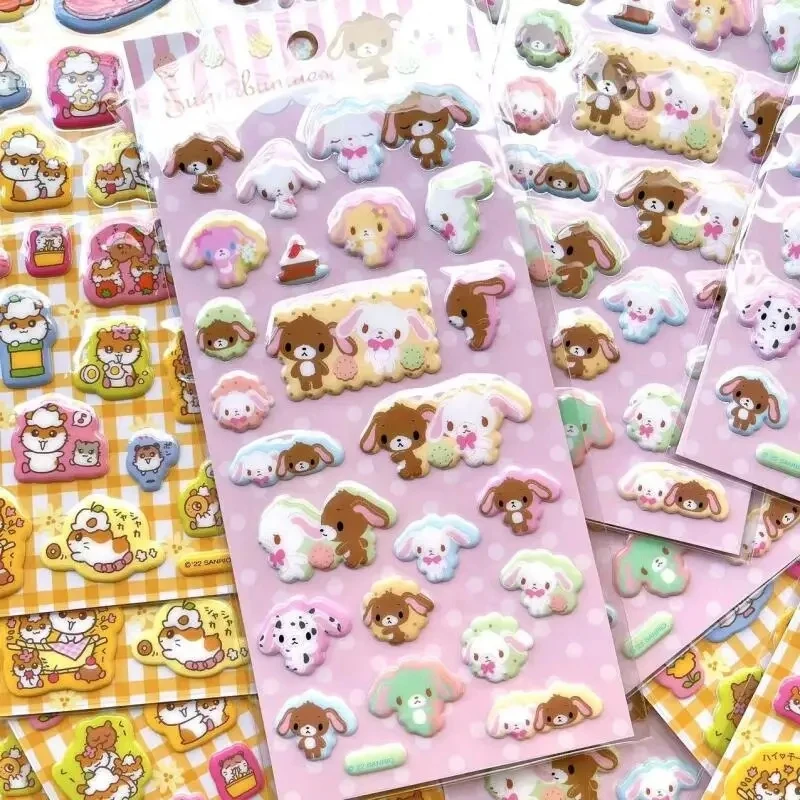 새로운 산리오 우사하나 슈가버니즈 3D 버블 스티커 사쿠라 창의적인 소녀 DIY 폰 케이스 카메라 장식 어린이 보상 장난감
