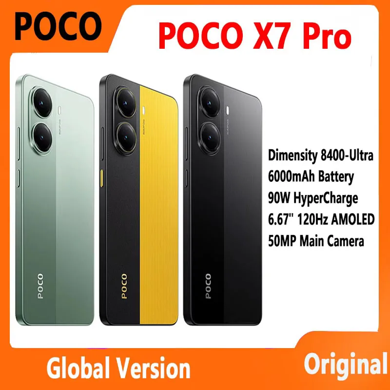 【브랜드+】POCO X7 Pro 스마트폰 디멘시티 8400-울트라 6.67인치 120Hz AMOLED 디스플레이 90W 하이퍼차지 6000mAh NFC 샤오미 하이퍼OS