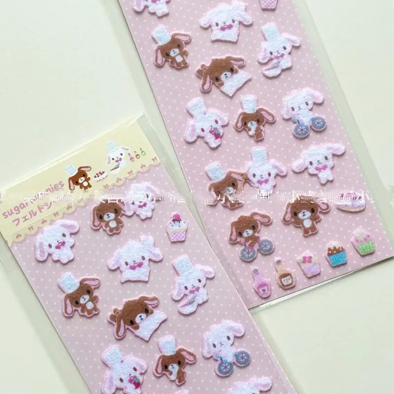 새로운 산리오 펠트 소재 슈가버니 스티커 소녀용 핸드폰 케이스 DIY 장식용 장난감 만화 창의력 크리스마스 선물