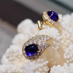 빈티지 스타일의 블루 라인스톤 귀걸이 목걸이 여성 소녀 선물 파티 초커 주얼리 도매