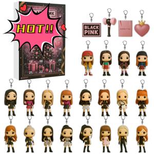 블랙핑크 24일 피규어 어드벤트 캘린더, 지수, 제니, 로제, 리사의 귀여운 2D 피규어 전부 수집하세요, 최고의 크리스마스 선물