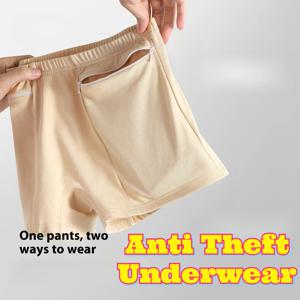 여성용 면 팬티 비밀 지퍼 포켓 미드라이즈 보안 속옷 도난 방지 여행 안전 숨겨진 돈 포켓 여성 속옷