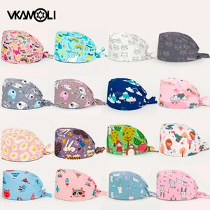 도매 가격 만화 인쇄 여성과 남성 스크럽 모자 간호사 모자 땀이 타월과 여성을위한 의료 스크럽 모자