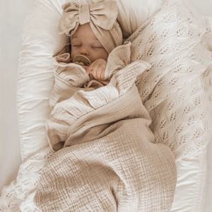 INS Ruffled Muslin 아기 Swaddle 담요 새로 태어난 유아 침구 유기농 아기 액세서리 신생아 담요 면화 받기