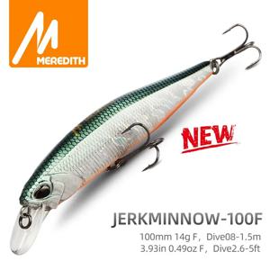 MEREDITH JERKBAIT 100F 미노우 14g 플로팅 워블러 낚시 루어 미노우 루어 하드 미끼 품질 전문 깊이 0.8-1.0m