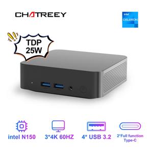 Chatreey T9 미니 PC Intel Alder Lake N100/N150 wifi5 Windows 11 초소형 포켓 컴퓨터 듀얼 SSD 전체 기능 Type-C 4K