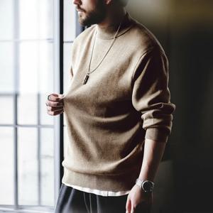 Maden 가을 겨울 새로운 레귤러 피트 12 게이지 스웨터 남성 하프 터틀넥 풀오버 니트 솔리드 컬러 웜 바텀 셔츠