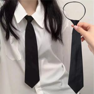 유니폼 검은 넥타이 한국어 남여 지퍼 넥타이 학생 셔츠 넥타이 보안 스튜어드 매트 게으른 넥타이 남성 여성 액세서리
