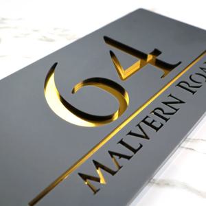 무광 블랙 그레이 맞춤형 레이저 컷 대형 아크릴 플로팅 하우스 번호 사인, 야외 거리 가족 명판, 모던 3D