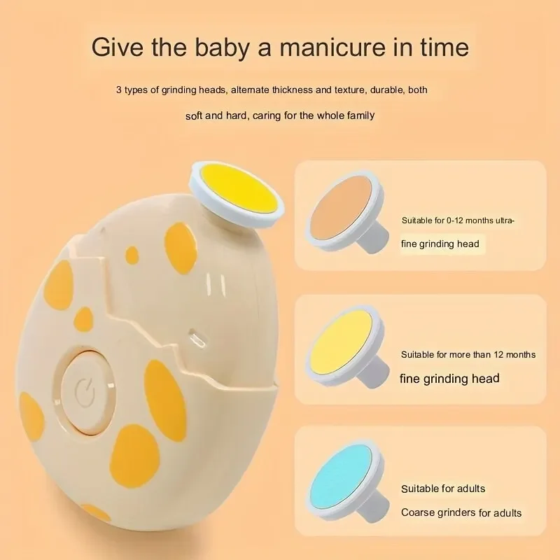전기 아기 신생아 손톱 트리머 안전 손톱깎이 세트 3 그라인딩 헤드 트리밍 및 연마 유아용 손질 키트